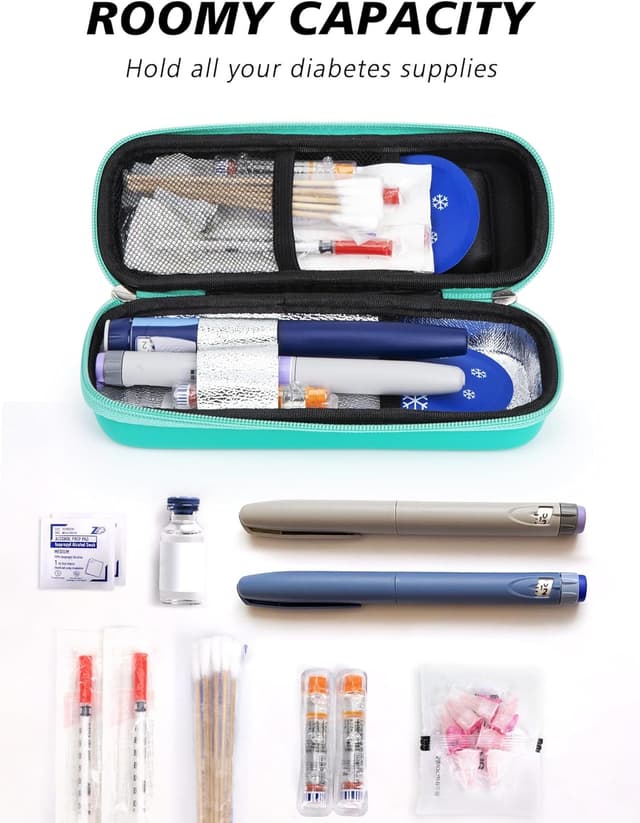 Detalle de YOUSHARES Medicine Cool Bag with Temperature Display (Small Insulin Travel Case) with 2 Ice Packs, Green