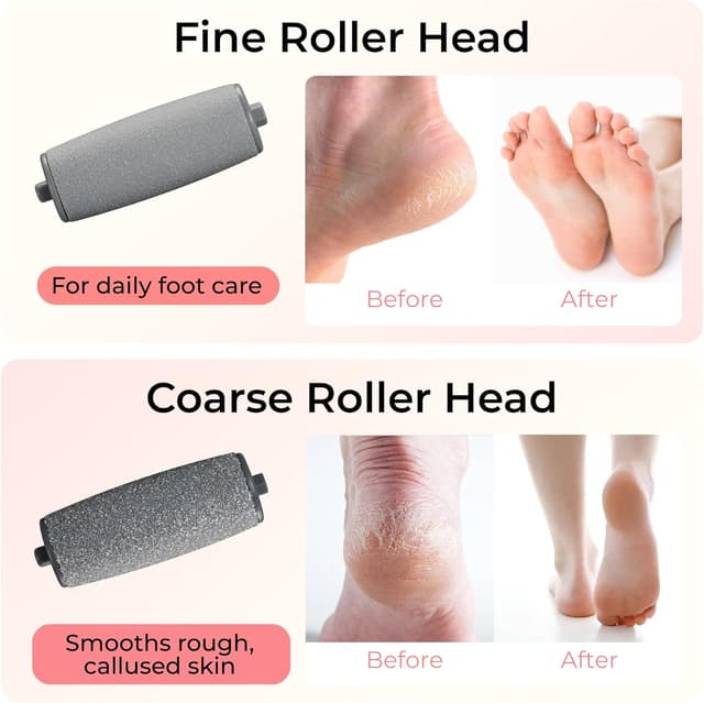 Detalle de BarberBoss QR-5101 : râpe électrique rechargeable pour les pieds, kit de pédicure avec rouleaux fins et épais