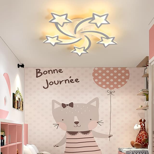 Detalle 1 de Plafonnier LED Riserva moderne dimmable à 5 têtes, forme étoile, 70 cm (50 W)