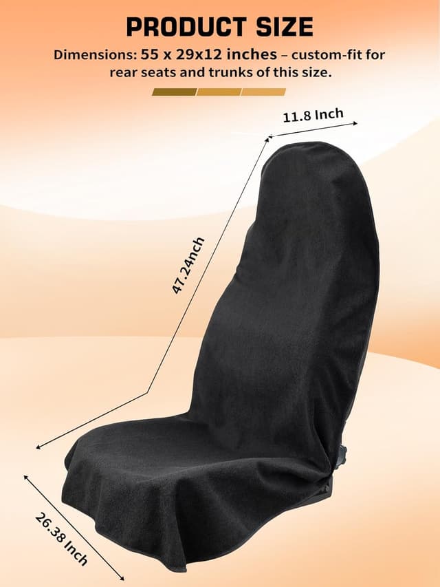 Thumbnail 6 de TESFEEL Towel Car Seat Cover (GRS Certified Recycled Microfiber), Non-Slip Universal Front Protector — 2-Pack, Black