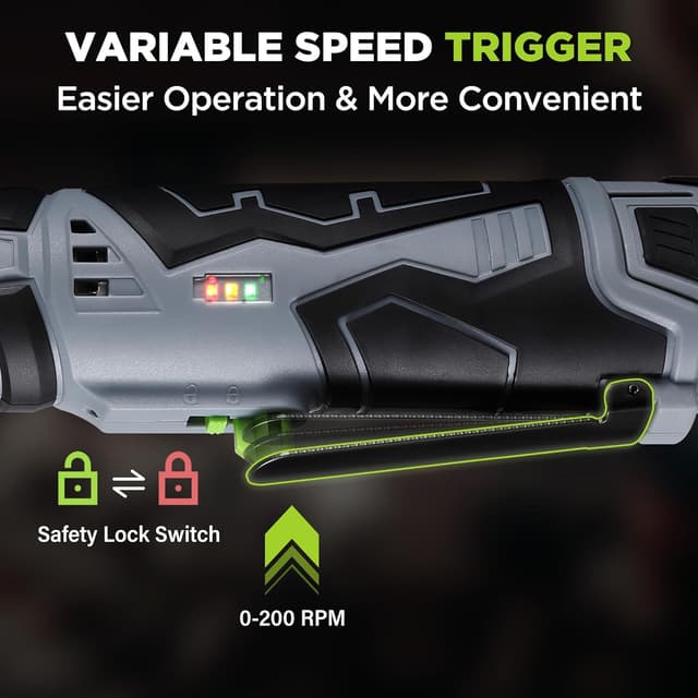 Detalle 2 de WORKPRO chiave a cricchetto elettrica senza fili 12V 3/8” 55 Nm con LED e set 2 batterie da 2,0 Ah