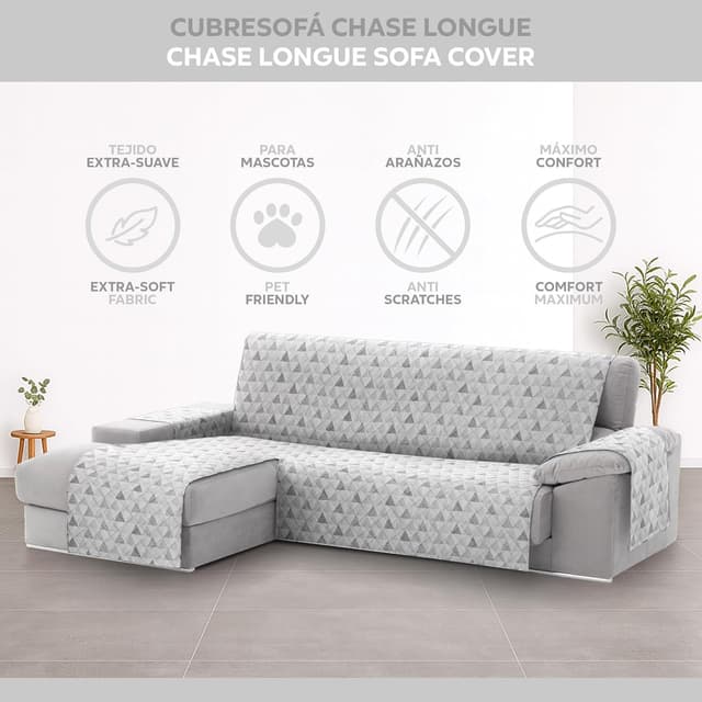 Detalle de Textil-home Copridivano per chaise longue con penisola Malu 240 cm – salvadivano trapuntato universale