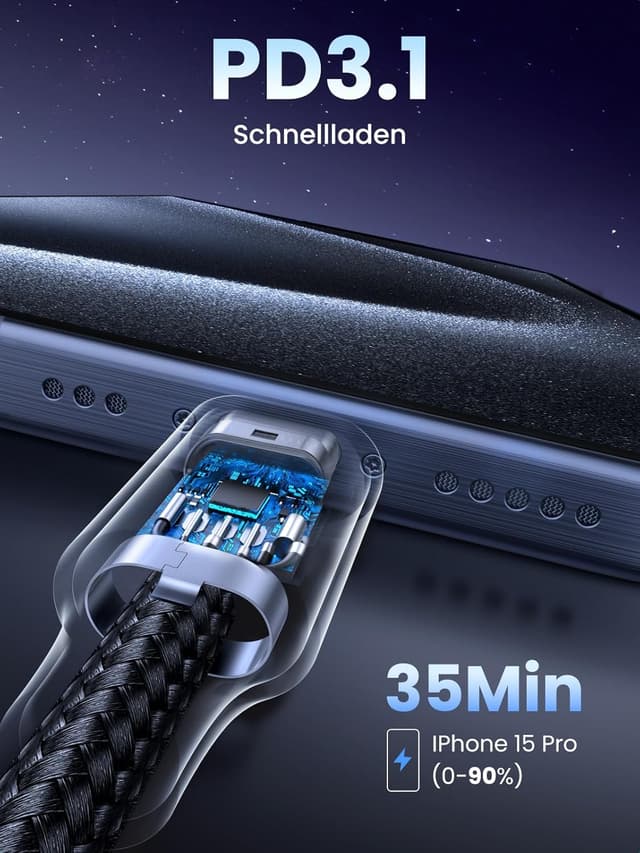 Detalle 1 de UGREEN USB C Kabel 240W PD 3.1 2 m