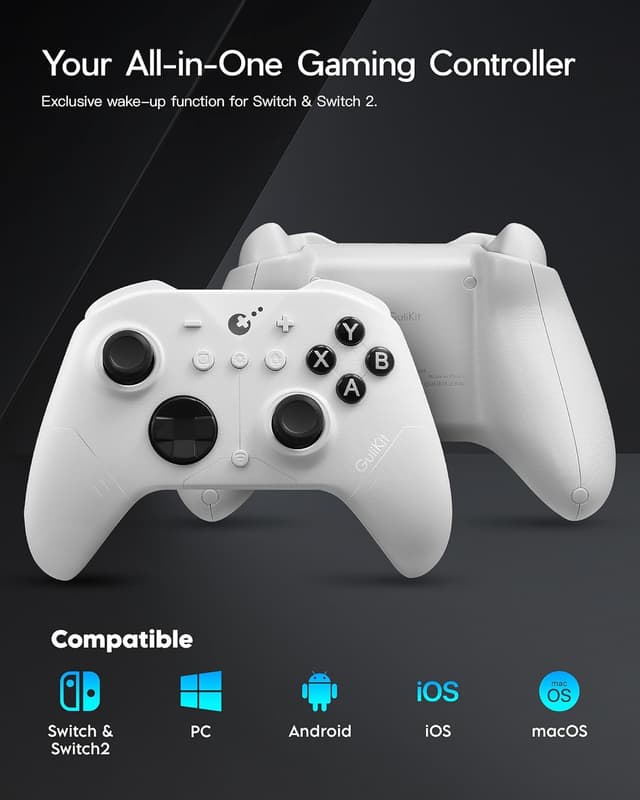Thumbnail 6 de GuliKit ES PRO Wireless Controller (PC, Windows, Android, iOS, Switch 1/2) mit 3,25 ms Latenz und TMR-Sticks – Weiß