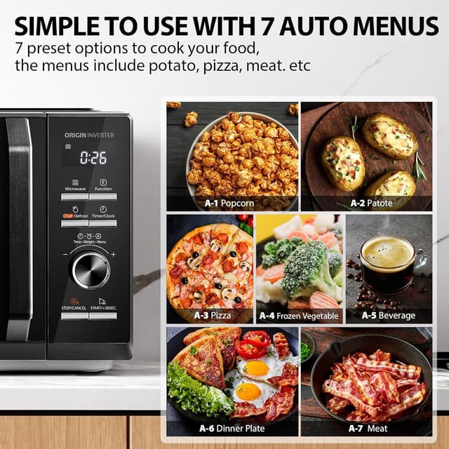 Detalle 2 de Toshiba Black 25L 900W Digital Microwave Oven (MW3-AM25PFI(BK)) with Origin Inverter