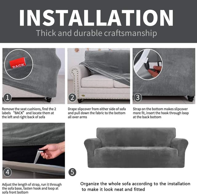 Thumbnail 5 de XINEAGE Velvet 3-seater sofa cover, grey 🛋