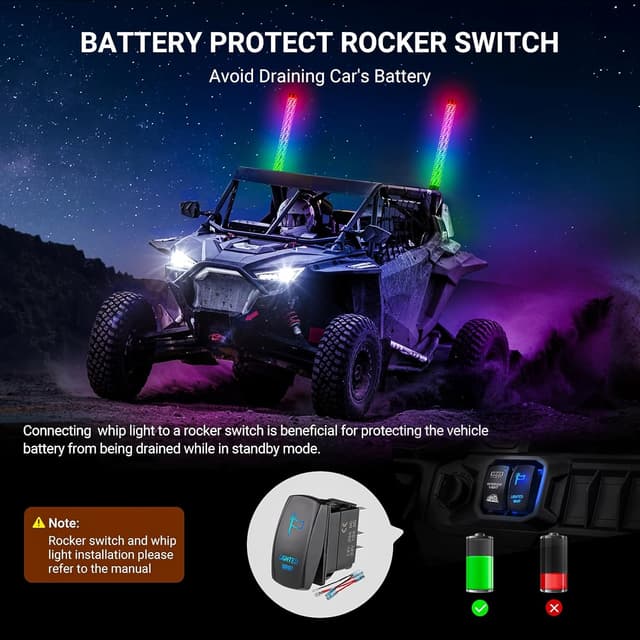 Thumbnail 5 de Ehaho 2FT Fat Whip Lights for UTV ATV with App