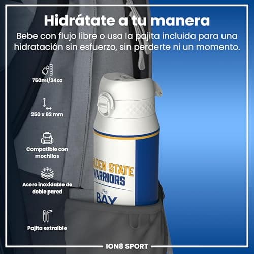 Detalle 2 de ion8 NBA Golden State Warriors Botella térmica 750 ml 🚰