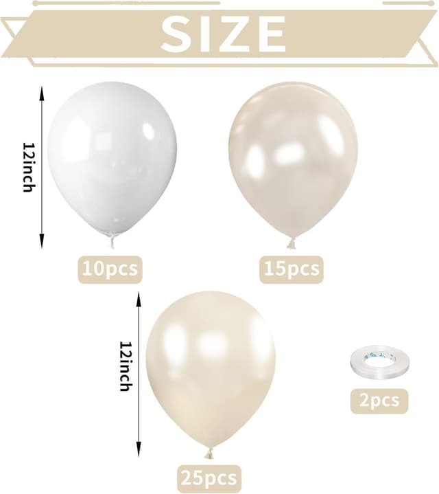 Detalle de Pearl White Balloons (52 Pack) 12-Inch Pearl Double-Stuffed Latex Balloons for Parties