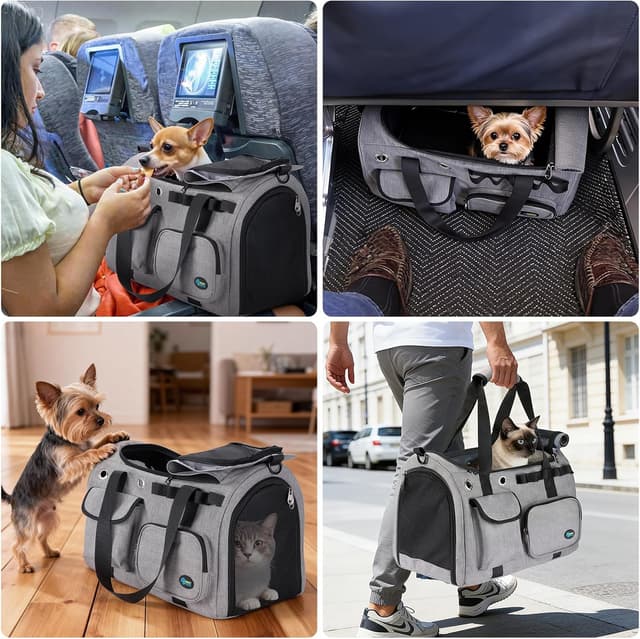 Detalle de Ownpets Large Cat Carrier for 2 Cats & Small Dogs (45x30x31cm) with Metal Frame