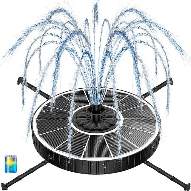 Detalle de Yzert Solar Fountain with Rotating Rods and Adjustable Water Height (Glass Panel, 7 Nozzles) – White