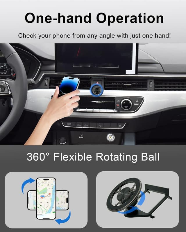 Detalle de SPTSSWET Magnet-Handyhalterung fürs Auto für Audi A4 B9 und A5 F5 (2017–2024) – 360° einstellbar