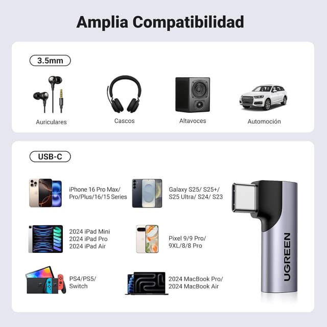 Thumbnail 5 de UGREEN Adaptador USB-C a Jack 3.5mm 🎧 Compatible con iPhone y Galaxy