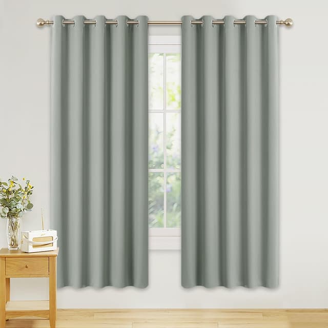 Detalle 2 de PONY DANCE Sage Green Thermal Blackout Curtains (Eyelet) – 2 Panels, Ready to Hang
