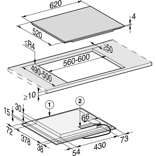 Detalle 2 de Miele KM 7466 Placa inducción 4 zonas 620 mm