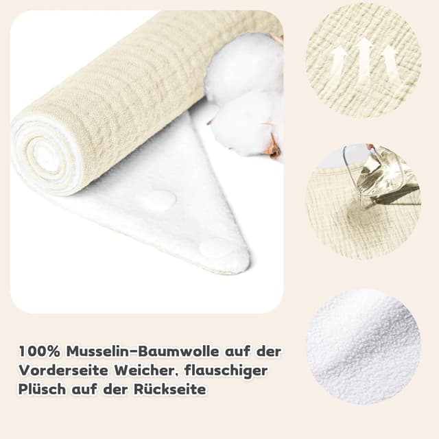 Detalle de Susurration Baby Dreieckstuch Musselin Lätzchen als Sabberlätzchen, verstellbar – 10er Set
