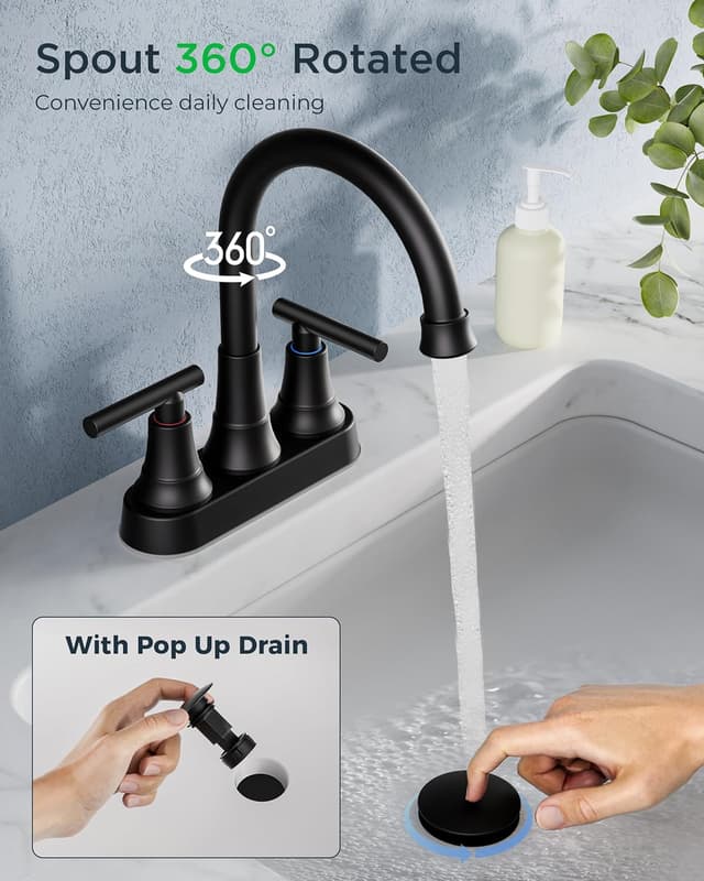 Detalle 2 de FORIOUS Bathroom Faucet 4 Inch Centerset 🚰
