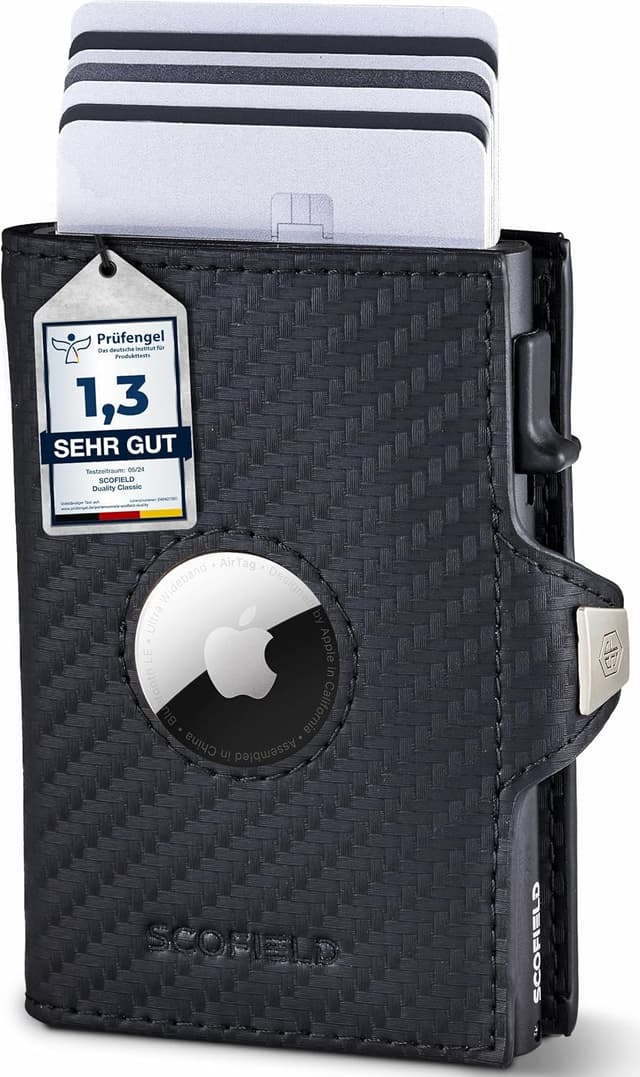 Detalle de SF SCOFIELD Duality Air Airtag Wallet mit Münzfach – RFID/NFC-Schutz für Herren