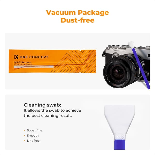 Detalle de K&F CONCEPT Micro Four Thirds 4/3 Sensor Cleaning Swabs (10 x 12mm)