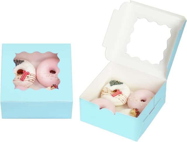 Detalle de Gcardist Lichtblaue Keks-Boxen mit Fenster (15 Stück) – Pop-up Bäckerei-Boxen für Gebäck