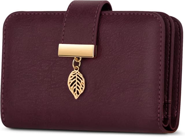 Detalle de Faneam Damen-Geldbörse aus Kalbsleder mit RFID-Schutz, klein, mit 14 Kartenfächern und Münzfach