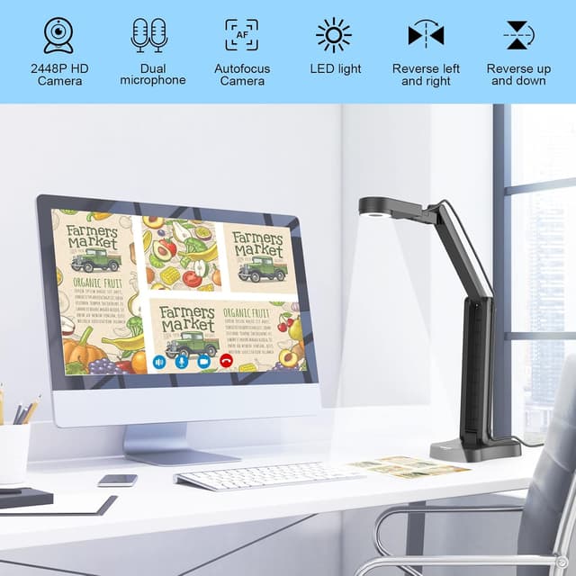 Detalle 2 de PAKOTOO 8MP USB Visualiser for A3/A4 Document Camera