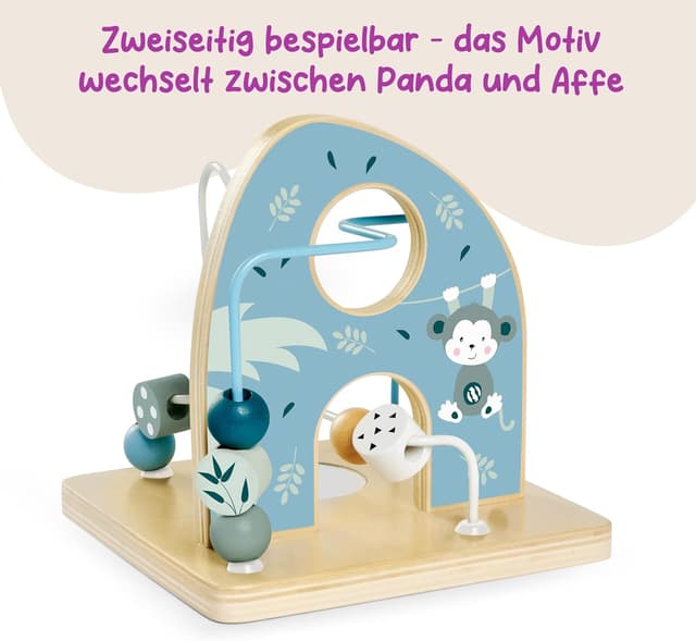 Detalle de Eichhorn Motorikschleife mit Spiegel – 2 Schleifen aus Birkenholz (ab 1 Jahr)