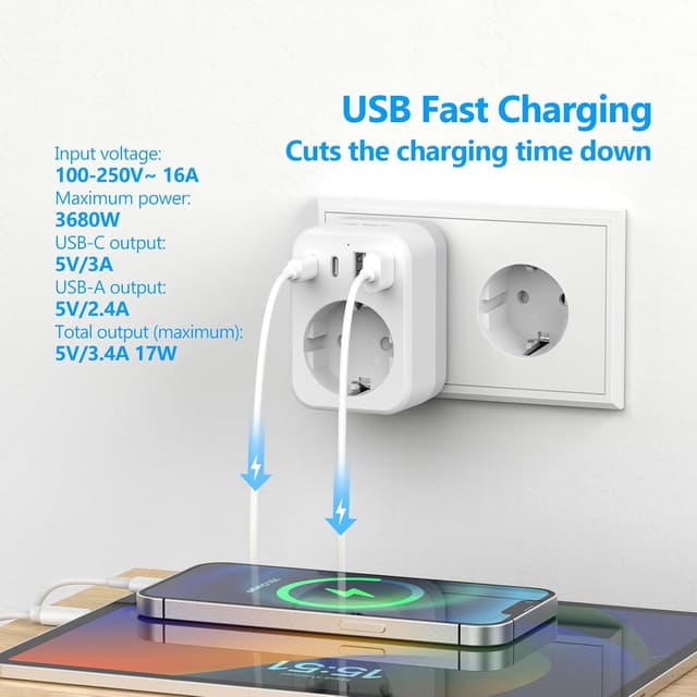 Detalle de Multiprise Murale JSVER 5 en 1 3600 W