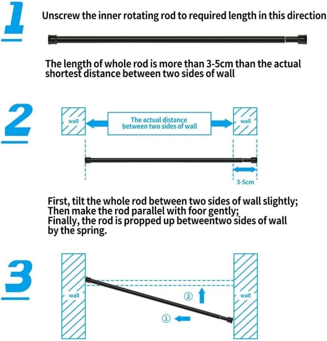 Thumbnail 1 de 1PC Tension Rod 83โ160 cm extendable curtain pole ๐ช