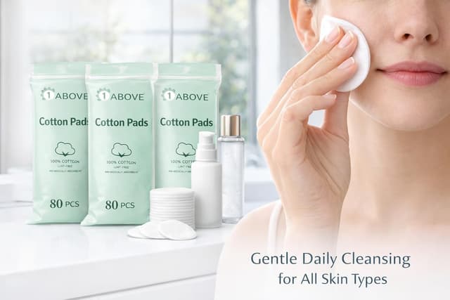 Detalle de 1ABOVE 240-Pack Round Cotton Wool Pads (100% Pure Cotton) for Daily Facial Cleansing & Makeup Removal