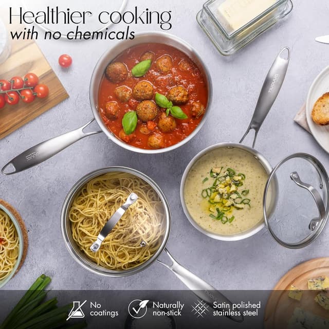 Thumbnail 4 de Nuovva Stainless Steel Saucepan Set 6pc 2.7L