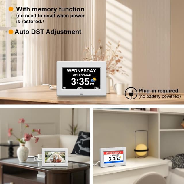 Detalle 2 de CAZOKASI DST Digital Clock 7 inch for dementia 🕰