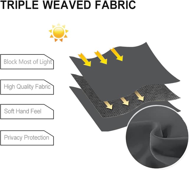 Detalle 2 de Rideau séparateur occultant thermique DWCN gris foncé (lot de 1) avec œillets, L254 x H243 cm