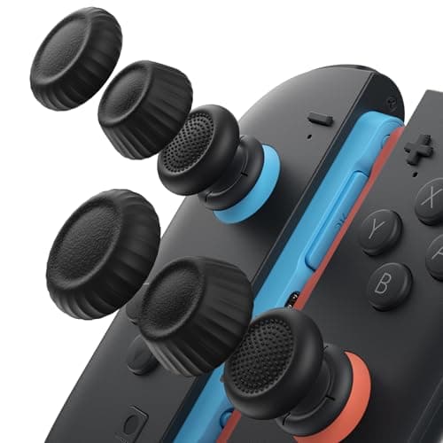 Detalle de JSAUX Grips para Nintendo Switch 2: tapones para palancas con agarre mejorado (negro, 3 pares)