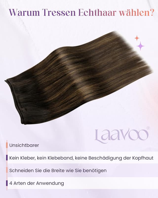 Detalle 2 de LaaVoo Tressen Echthaar Extensions 50 cm