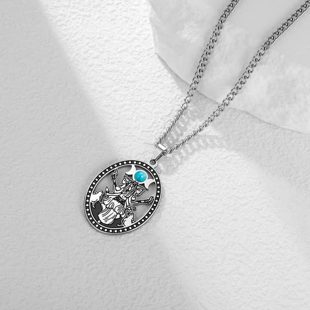 Detalle de VASSAGO Collier Hécate à triple lune en acier inoxydable, pendentif Hécate
