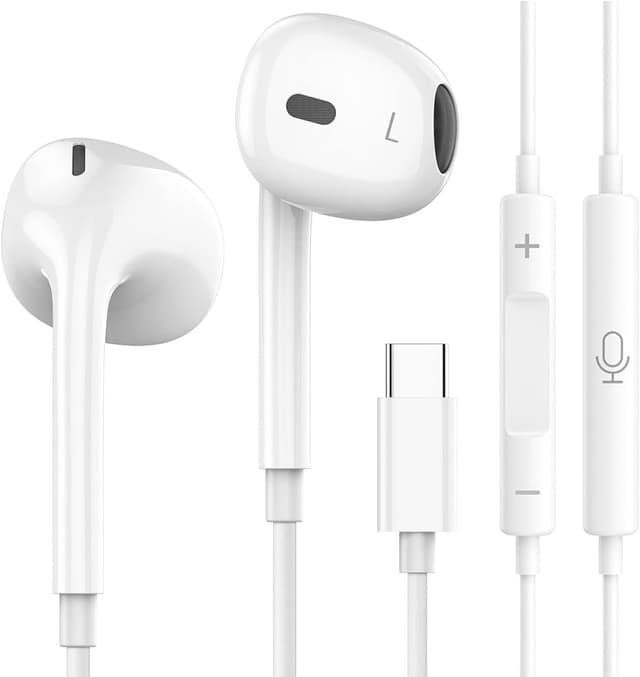 Detalle de Auricolari USB-C In-Ear con microfono e controllo volume per iPhone 17/16/15 (suono stereo HiFi e riduzione rumore)