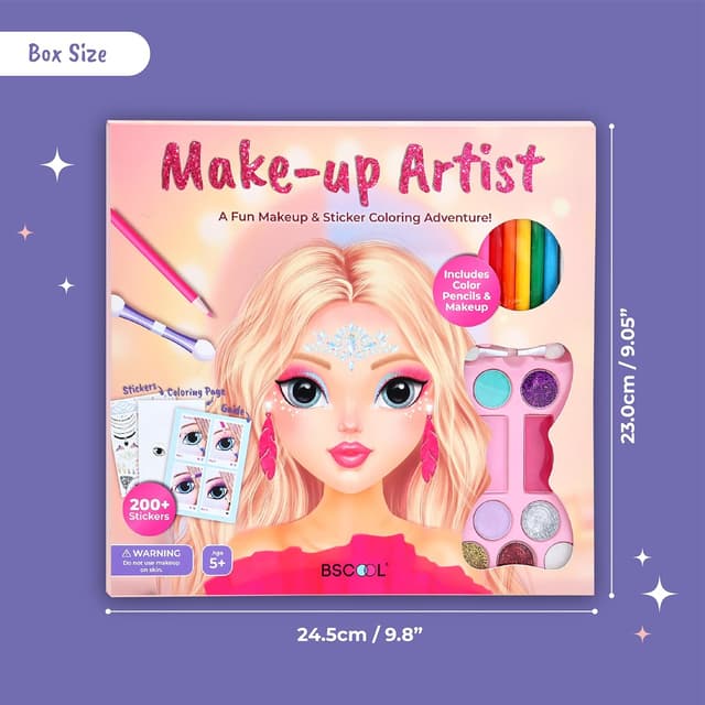 Detalle de BSCOOL Make-up Artist 3-in-1 Fun Makeup, Sticker & Coloring Kit for Girls (Ages 5+)