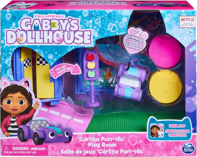 Detalle 2 de Gabby’s Dollhouse Carlita Purr-ific Play Room with Carlita Toy Car (ages 3+)