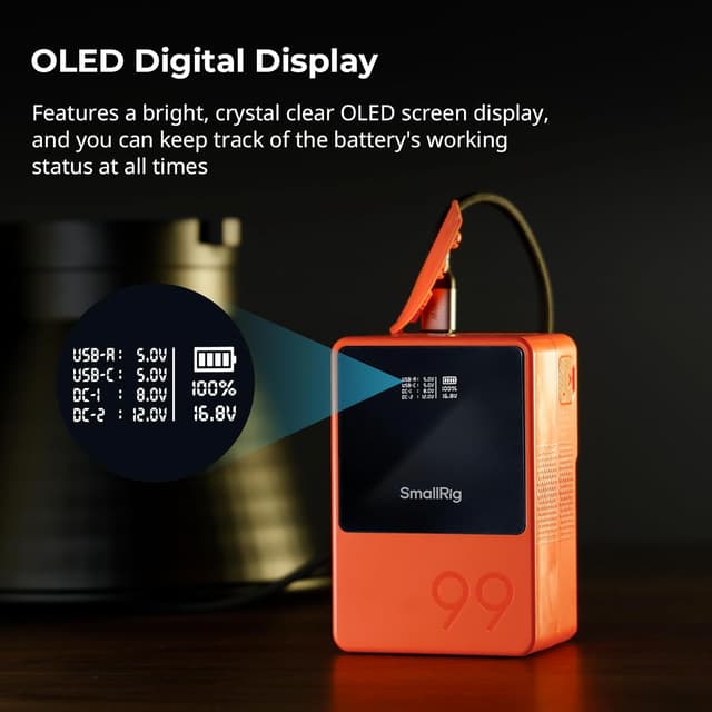 Thumbnail 6 de SmallRig V Mount Battery VB99 (99Wh / 6800mAh) with PD 100W fast charging, OLED screen and D-TAP