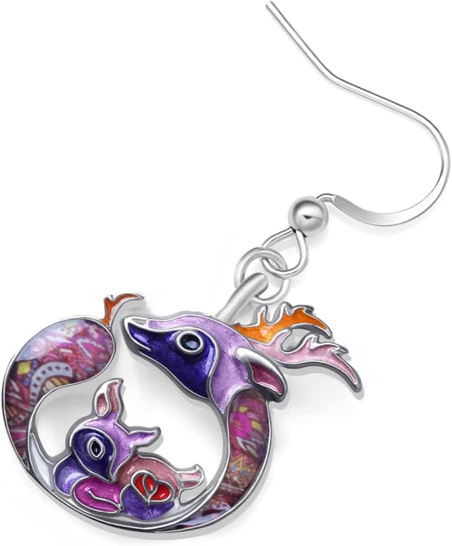 Detalle 2 de Boucles d’oreilles pendantes LONYOO à thème animaux (émail) pour la Fête des Mères