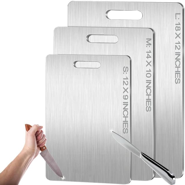 Detalle de Titanium Cutting Board (100% Pure Titanium) — Double-Sided, Dishwasher Safe, Hygiene-Focused