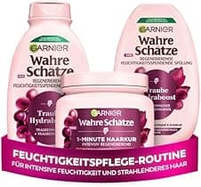 Imagen de Garnier Wahre Schätze Traube Hydraboost Haarpflege-Set mit Traubenwasser (Shampoo, Spülung, 1-Minute Haarkur) en OfertitasTOP