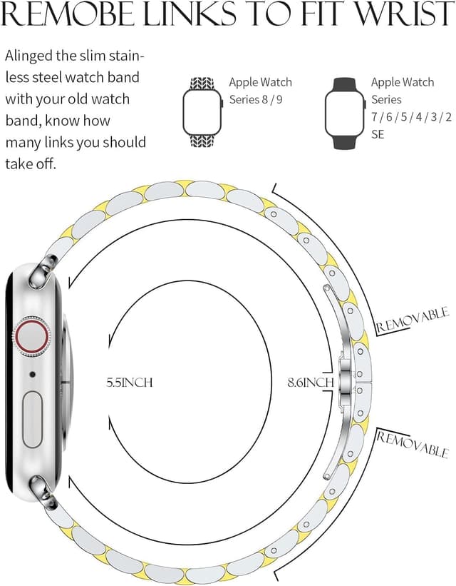 Detalle de Originale cinturino sottile in metallo per Apple Watch 38/40/41/44/45/46/49 mm in acciaio inossidabile