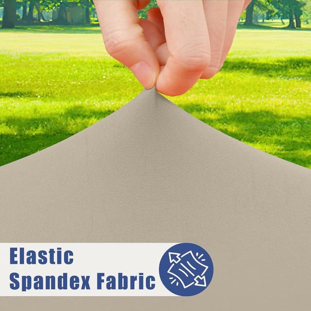 Detalle 2 de Moosfor Round Spandex Tablecloth (Taupe) — Elastic Fitted Waterproof Cover for 45"–56" Tables