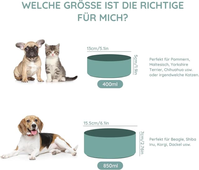 Thumbnail 4 de SPUNKYJUNKY Keramik Hundenapf 400 ml Dunkelgrün