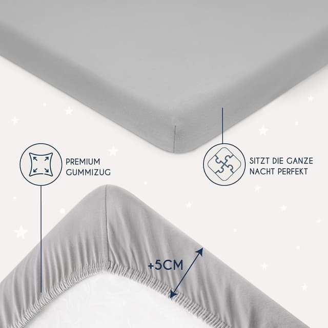 Thumbnail 3 de Dreamzie 2er-Set Spannbettlaken 60x120/70x140 Grau