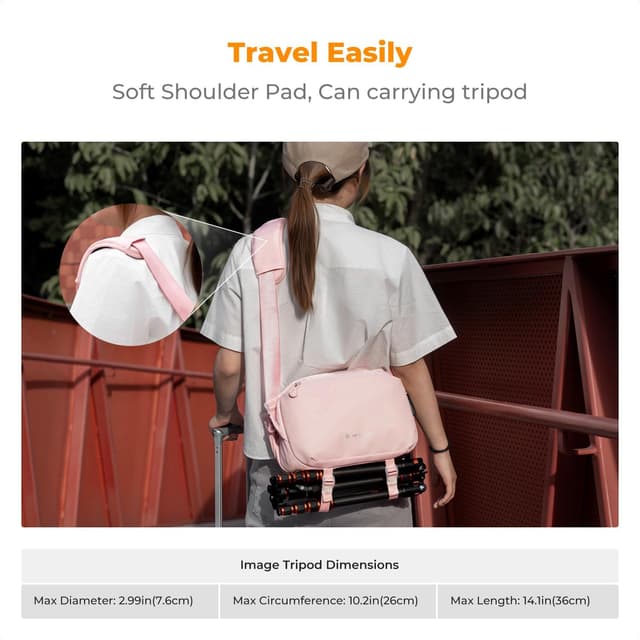 Detalle de K&F CONCEPT borsa a tracolla impermeabile per fotocamera (10L) con divisori EPE e accessori