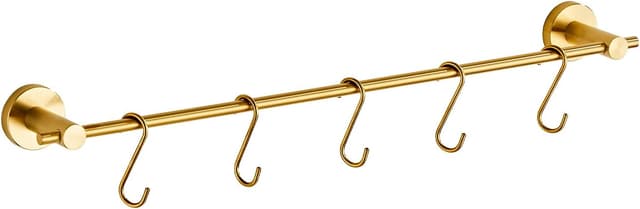 Detalle de YIGUANXIN 22 inch (55.2cm) bathroom towel rack with 5 detachable hooks, wall mounted in brushed gold