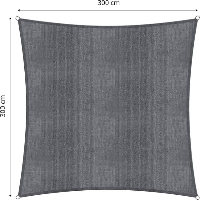 Detalle de Lumaland Sunsail carré 3 x 3 mètres en HDPE gris foncé – voile d’ombrage résistante aux intempéries avec cordes de fixation